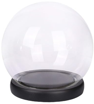 Baoblaze Cloche Dôme En Verre, Cloche Dôme En Verre avec Socle Noir En Bois, Cadeaux De Saint-Valentin, Cloche En Verre Décorative Transparente, pour Lumières, Décorations de Table, 15 cm
