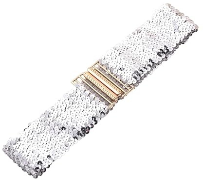 Pailletten Gürtel für Damen - Vintage Glitzer Taillengürtel Mit Paillettenbesatz, Elastisch, Dehnbar, Schnalle Stil - Metallic Kleid Accessoire
