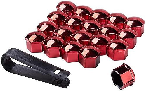 FENOQ 20 Stück Radschraubenkappen Für Seat Exeo/Ibiza/Leon/MII/Tarraco/Toledo, Universal Radmutterkappen Abdeckungen Sechseckige Radschraubenkappen mit Entfernungswerkzeug Set Auto Zubehör