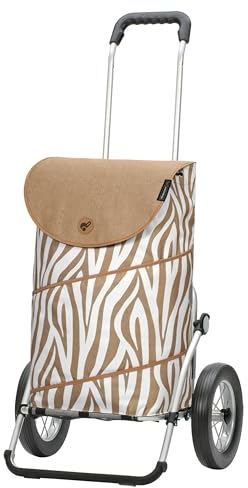 ANDERSEN Einkaufstrolley - Royal Shopper Tyra Zebra 46 L Einkaufsroller, hohe Qualität, modisch, Aluminium, klappbar, leichtgängig