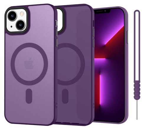 SupVict iPhone 13 Case Magnetic, Phone Case iPhone 13 Compatible with MagSafe Ultra Slim Thin Translucent Matte Back, Shockproof Anti-Yellow Protective Cover Case for iPhone 13 Dark Purple