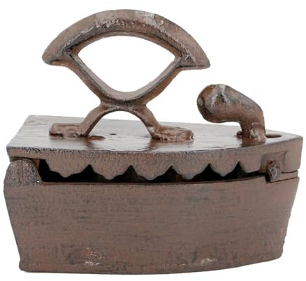 ROCKING GIFTS Figura Decorativa Plancha Antigua de Hierro Fundido Marrón, Adorno Decoración Rústica Vintage, 14 cm