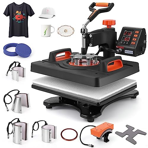 Towallmark Heat Press Machine (9-in-1) 12 x 15 Inch Heat Press 800W Sublimation Machine 360° Rotation Swing Away Shirt Printing Machine Dual-Tube Heating for DIY T-Shirt, Hat, Mug, Plate
