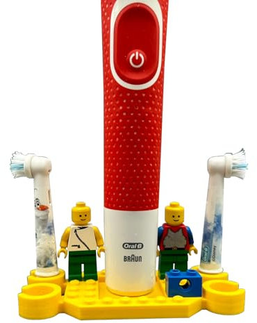 Lego Inspired Electric Toothbrush Holder with 4 brush head stands & drip tray - 3D Printed - Home Life Hack - New Home Gift - Storage Solutions