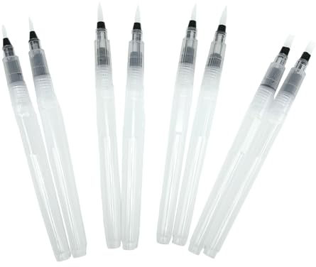 UILYNIU Pack de 8 Pinceaux à Eau Stylo Aquarelle,Pinceau avec Réservoir d'eau Remplissable, Aquarelle Réservoir Pointes de Tailles Assorties,Parfait pour Les Aquarelles, Stylos Pinceaux (Vide)