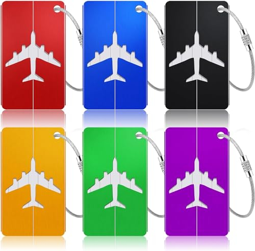 5 Stück Kofferanhänger Koffer Aluminium Gepäckanhänger-Kabel-Gepäckanhänger Wasserdichter PVC-Flugzeug-Gepäckanhänger mit Adressetikett für Koffer, Taschen und Rucksäcke