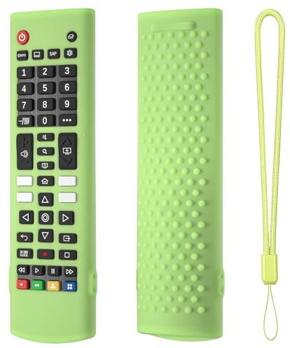 Silicone Remote Case Fit for LG AKB75375604 AKB75095302 AKB73715601 Shockproof Anti-Slip Protective Cover for LG AKB Series Smart TV Remote Control Cover with Anti-Lost Loop (Luminous Green)
