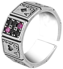 PAMTIER Herren Vintage Gothic Edelstahl Ringe Widder Schaf Ziege Kopf Horn Biker Ringe Punk Style Silber