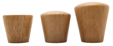 Wooden Cabinets 6Pcs Wardrobe Knobs Conical Handles Door Drawer Pulls Single Hole Round Kitchen Handles Furniture Knobs Hardware,Oak,Wood,24x28mm