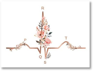 Teweakt Herz Stethoskop EKG Blume medizinische Poster und Drucke Kardiologe Büro Wandkunst Bilder Leinwand Gemälde Dekor Arzt Geschenk(3,A4 21x30 cm No Frame)