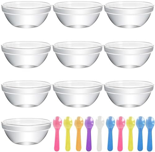 JJQHYC 10 Pack Dipping Bowls Mini Glass Bowls for Dips 75ml Dip Bowls Seasoning Dishes for Sauces, Jam, Snacks, Nuts & Condiments