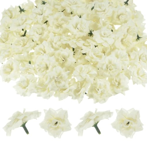 M METERXITY 100-Pack Cream White Silk Faux Rose Heads, Artificial Rose Buds for Wedding/Bouquet/Flower Wall/DIY Crafts/Party Decoration