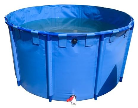 PFCDZDU Oberirdische Teiche Für Fische, Rund Verdickung Leinwand Fischteich Mit Halterung, Groß Zusammenklappbar Pool Für Koi Zucht Landwirtschaft Bewässerung(16.4x3.9ft(5x1.2m))