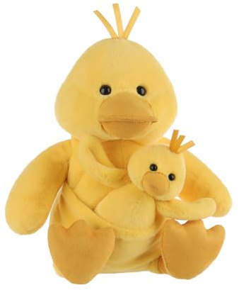 Apricot Lamb Mutter und Kind Enten Plüschtiere für Kinder, weiche niedliche Kuscheltier für Baby Mädchen und Jungen, Flauschige Mutter und Kind Enten Gelb 25 cm