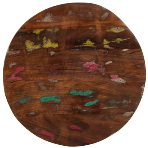 ShGaxin Tischplatte Ø 50x1,5 cm Rund Altholz Massiv, Arbeitsplatte, Holzplatte, Schreibtischplatte, Waschtischplatte, Küchenarbeitsplatte - 370020