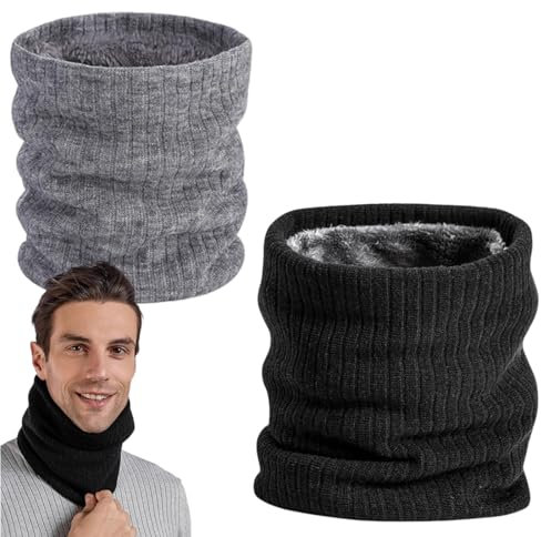 SGERUFZ 2 Pcs Warme Herren Loop Winterschal mit Gesichtsmaske Verdicktes Fleece-Futter Winddichter Schlauchschal für Outdoor-Aktivitäten Motorrad Fahrrad Unisex Nackenwärmer für Winter
