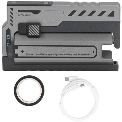 Portable Battery Charger, 2 in 1 Replaceable Lithium Battery Charger Power Charging Case for 20700 Lithium Battery with Charging Cable, Universal Power Bank (Silver)