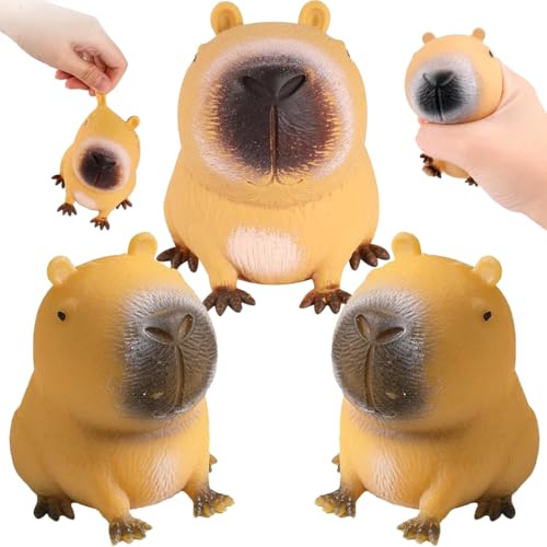 Capybara Anti Stress Spielzeug, 3 Stück Capybara Squeeze Spielzeug, Fidget Toy, Stressabbau gegen Angstzustände, Geeignet für Kinder und Erwachsene