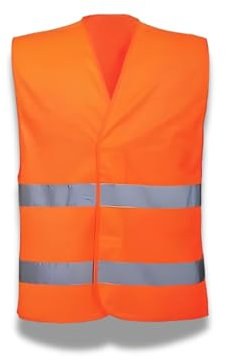 Parence.- Orange Weste Plus Size - Klassische Warnweste - Universal, Unisex, Orange mit reflektierenden Streifen