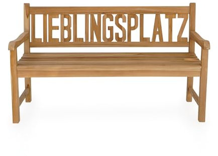 Garden Pleasure Teak Bank LIEBLINGSPLATZ Beige Sitzbank Holzbank Gartenbank Teak, Maße ca.: L150xB62xH89cm