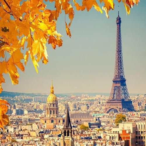 WEIMEIJIE 3D Mural Wallpaper European City Eiffel Tower Yellow Leaves Wallpaper Modern Room Background Mural