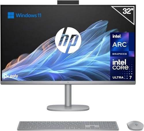 HP OmniStudio X All-in-One 32 4K UHD, Intel Core Ultra 7 258V con IA, 32GB RAM, 1TB SSD, Intel ARC Graphics, Windows 11 Home, Teclado QWERTY Español, Silver - Teclado QWERTY Español