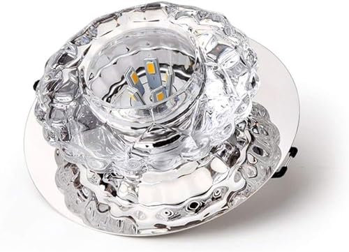Downlight de Interior Luces de Techo LED de Cristal Elegantes y Resistentes, luz empotrable LED Redonda de 3W/5W, Foco Empotrado sin estroboscópico for Restaurante Lámpara empotrada en el Techo(White