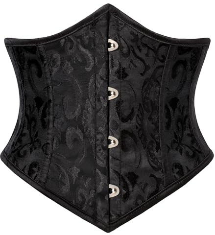 SCARLET DARKNESS Damen Unterbrust Korsett Taillenmieder Mittelalter Corsage | Spitzer Vorderrand | Hintere Schnürung | Knochen | Figurform | Gothic | Steampunk | Vintage | Halloween | Karneval | Cosplay