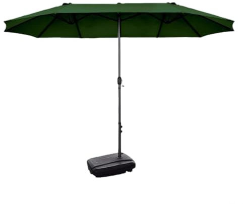Konplfdzn Sombrilla Grande for Patio de 4,5 m con Base incluida. Sombrillas de terraza de Doble Cara for Exteriores, Rectangular, con manivela, for césped, jardín, Piscina, Patio Trasero.(Ink Green)