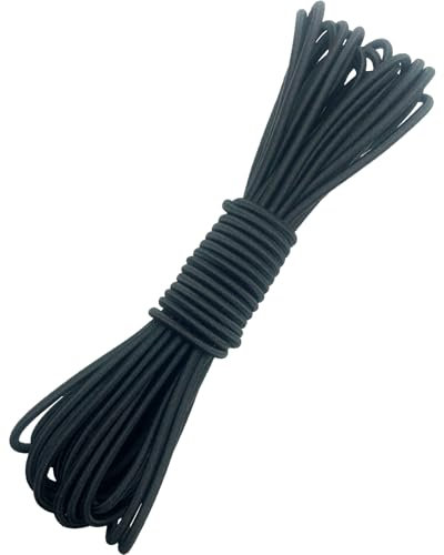 WMZOBH Bungee Cord Elastic Cord 4 mm x 10 M, Black Bungee Cords Bungee Rope, Heavy Duty Elastic Rope for Tarpaulin, Tent (Black)