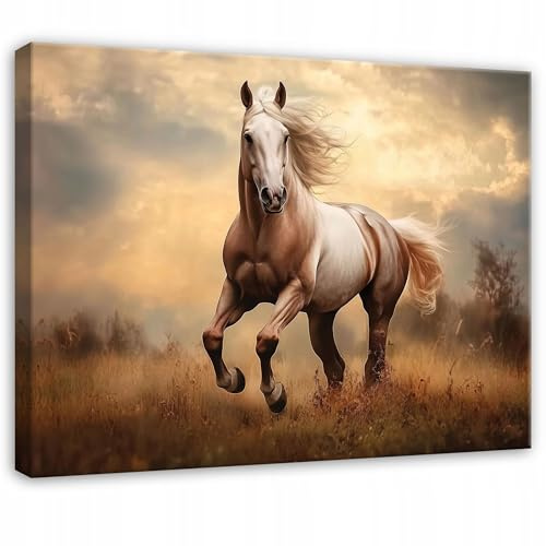 WallArena Leinwand Bilder 100x70 cm | Pferd, Leinwandbilder, Bild auf leinwand, Format: 100x70 cm (BxH) - einteilig auf Canvas Leinwand. Das Leinwand