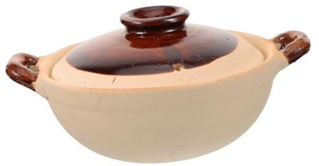 MOTHNUR Clay Cooking Pot with Double Handles for Gas Stove Energy-Saving Bottom Heating Casserole for Braising Soup Chicken Porridge Practical Kitchenware for Home and Restaurant Use