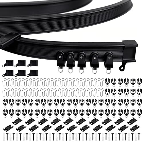 7m Flexible Deckenvorhangschiene,gebogene Stange mit leisen Rollen, biegbare Vorhangschiene, Deckenvorhangstange, Erkerfenster, Vorhangstange für Duschecke, Wohnwagen