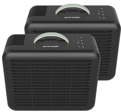 PuroAir 100i Smart HEPA Air Purifiers for Bedroom Home Pets - 550 Ft² (2PK) | Small Portable 3-Layer Air Filter with CarbonTech for Smoke, Odor, Allergies is 500X Stronger - Wifi App Control, Sleep Mode