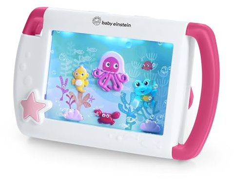 Baby Einstein On-The-Go Sea Dreams Soother Rosa, Máquina de Ruido Blanco Portátil para Bebé, Luz Nocturna Musical, Acuario Bebé para Cochecito, Ideal para Viajes, 0+ Meses