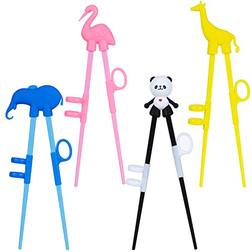 Plum Garden 4 pcs Learning Chopstick Helper, Children's Training Chopsticks, Animals Chopsticks for Childrens Beginners