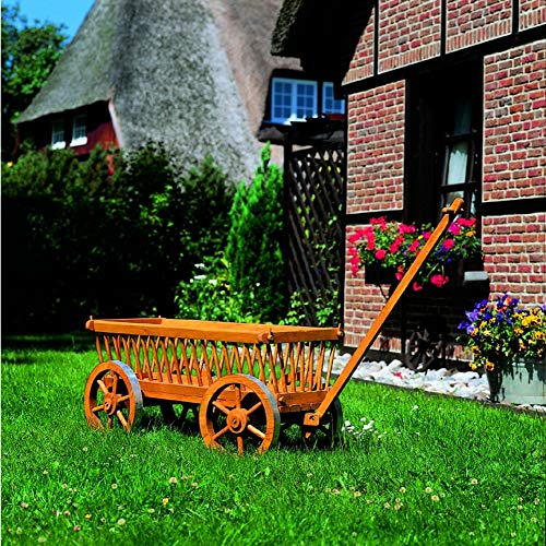 Beauty.Scouts Outdoor Dino Collection Deko-Leiterwagen Judy honigbraun imprägniert 120x49x60cm Gartendekoration Bollerwagen Dekobollerwagen Gartenleiterwagen Gartenbollerwagen