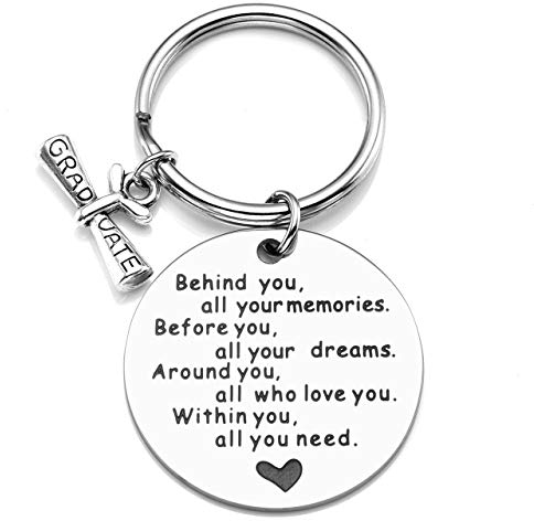 Jovivi Edelstahl Schlüsselanhänger mit Diplom Anhänger Schlüsselring Graduation Schlüsselanhänger Inspirierend Keychain Abschluss Geschenk