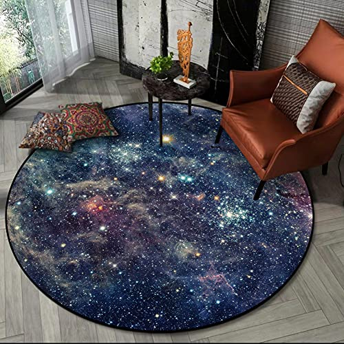 Fancytan Galaxis Rund Teppiche, Universum, Weltall, Nebelsterne, Star Teppich, große Bodenmatte für Wohnzimmer, Arbeitszimmer, Kinderzimmer, Galaxy, 100 cm Rund