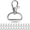 Karabinerhaken mit Drehverschluss, 24 Stück, 25 mm D-Ring mit Karabiner Haken, Taschenkarabiner 360° Grad drehbarem Ösenring, Metall Gurtschnalle mit Haken zum Basteln, Tragegurt Karabinerverschluss