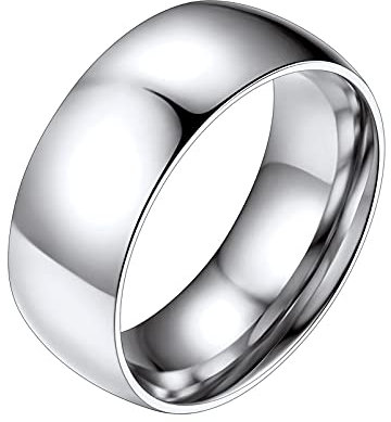 PROSTEEL Herren Edelstahl Bandring 8mm breit Größe 67 Simpel hochglanzpoliert Partnerring Ehering für Männer Minimalist Verlobungsring Trauring Modeschumck Accessoire