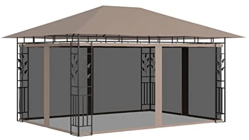 vidaXL - Pavillon mit Moskitonetz 4x3x2,73 m Taupe 180 g/m²