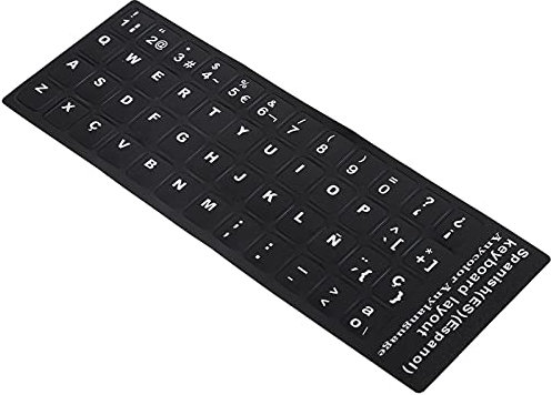 KASD PC Keyboard Stickers, Spanish Keyboard Stickers Waterproof PVC Material Easy To Apply Black Background for PC/Computer/Laptop