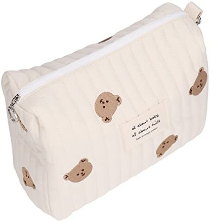 Small Baby Diaper Bag, Diaper Day Care Wet Bag, Baby Bottle Bag, Multifunctional Portable Stroller Nappy Diaper Storage Bag(Bear Embroidery)