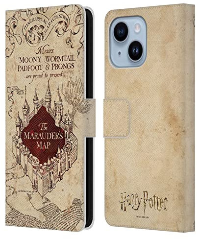 Head Case Designs Officially Licensed Harry Potter The Marauder's Map Prisoner Of Azkaban II Leather Wallet Case Compatible With Apple iPhone 14 Plus