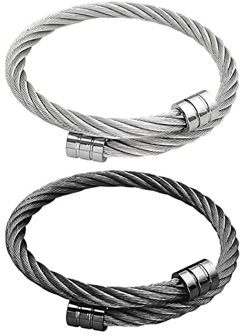 TOPJOWGA Crainoc Osimium Armreif, 2 Stück Crainoc Titaniumion Osimium Bangle, Titaniumion Offenes Verstellbares-Armreif, Lymphdrainage Adjustable für Männer und Frauen (A)