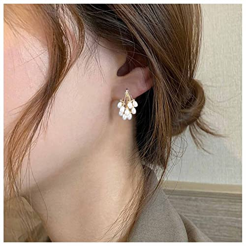 Allereya Vintage Traubenperlen Ohrringe - Gold Cluster Perlen Ohrstecker - Boho Perlen Cluster Ohrringe - Schmuck für Frauen und Mädchen