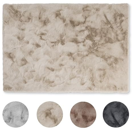 Schöner Wohnen Kollektion Hochwertiger Kunstfell Teppich flauschig - Teppich Wohnzimmer - Hochflorteppich Lammfell Schaffell - Dekofell rechteckig Beige 80 x 150 cm
