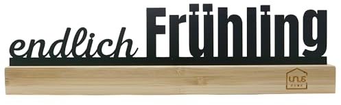 UNUS Frühlings-Aufsteller schwarz Holz Metall Endlich Frühling Spruchschild Sprücheschild Frühlingsdeko