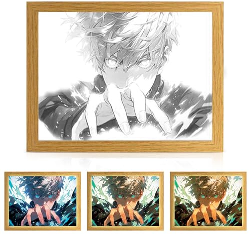 Bocguy Peinture lumineuse inspirée du dessin animé japonais Juju, décoration murale LED, cadre de bureau LED pour décoration de la maison, chambre créative et cadeau (A)